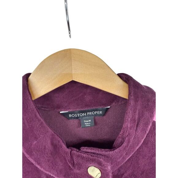 Boston Proper Burgundy Pink Velour Track Suit Set Workout Warm Up Womens Medium - Picture 3 of 14